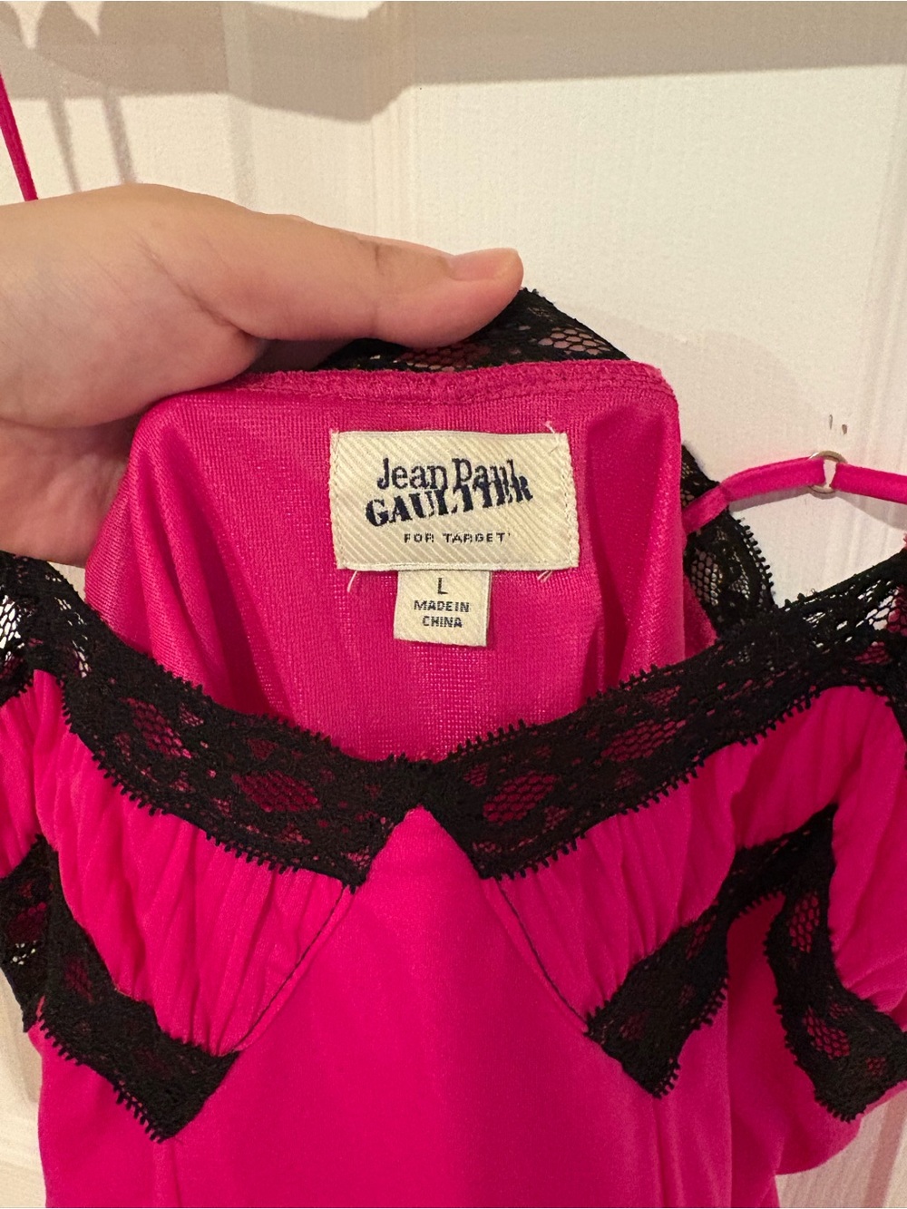Like New: Jean Paul Gaultier X target Pink Dress with Black Lace Trim